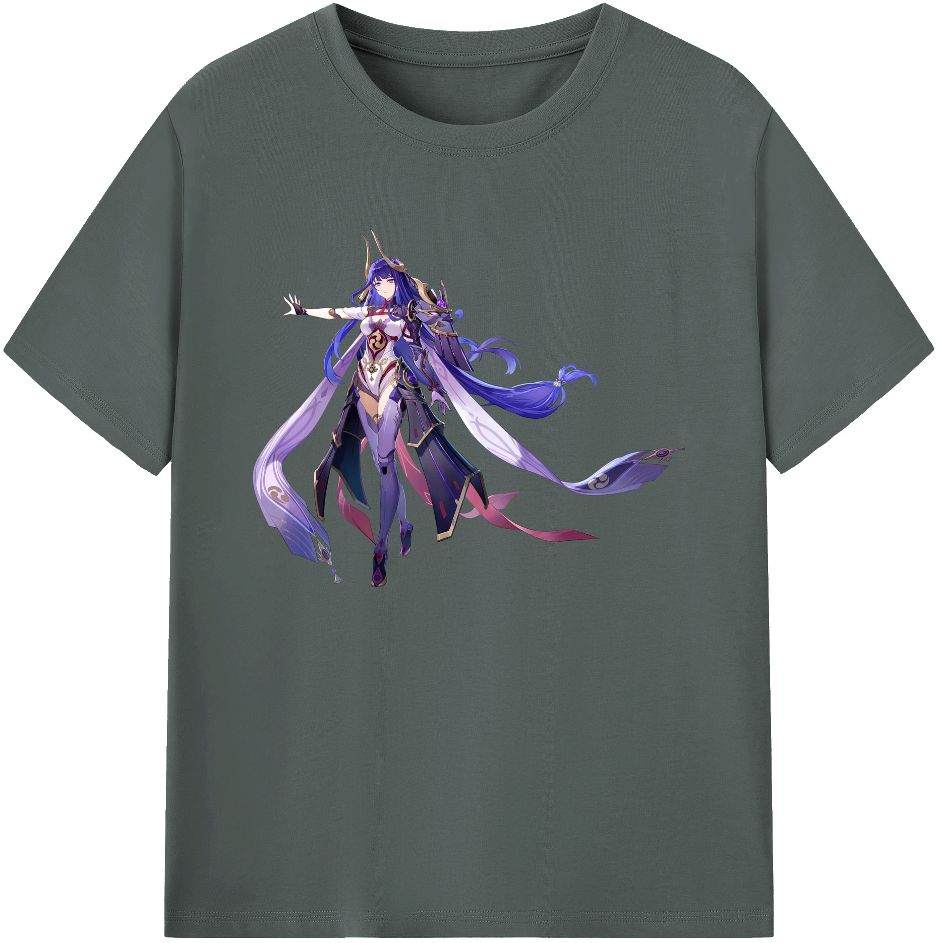 げんし神 雷電将軍 らいでんしょうぐん genshin Raiden Shogun 綿100％ メンズ半袖Tシャツ｜肌触りやわらか＆通気性